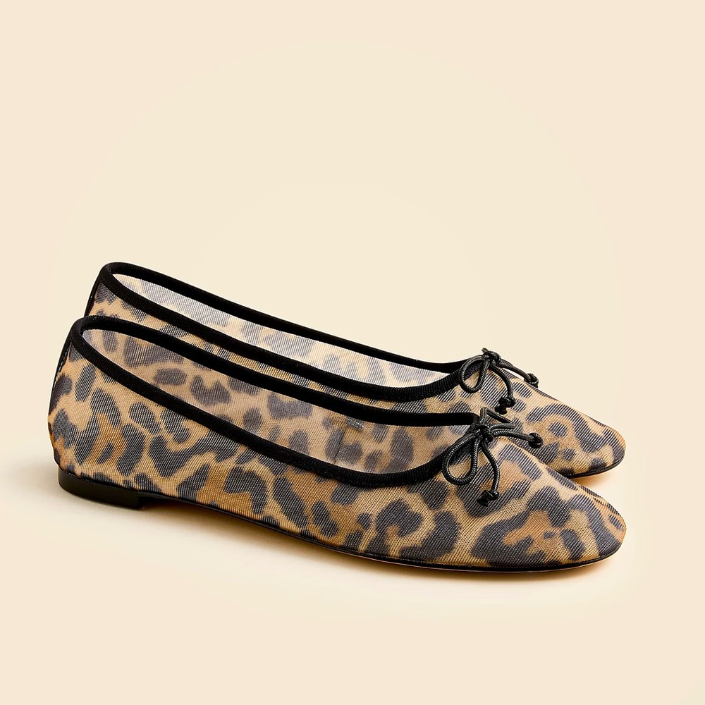 MWT J.Crew Andi Ballet Flats in Leopard Print Mesh - Picture 1 of 3